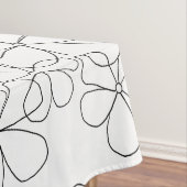 Grote zwarte witte handdragende bloemen tafelkleed (Voorbeeld)