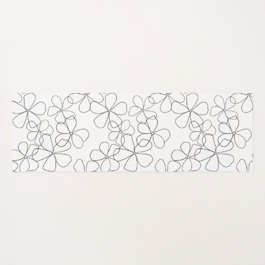 Grote zwarte witte handdragende bloemen yogamat (Achterkant (horizontaal))