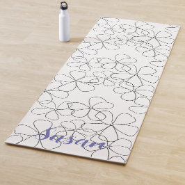 Grote zwarte witte handdragende bloemen yogamat