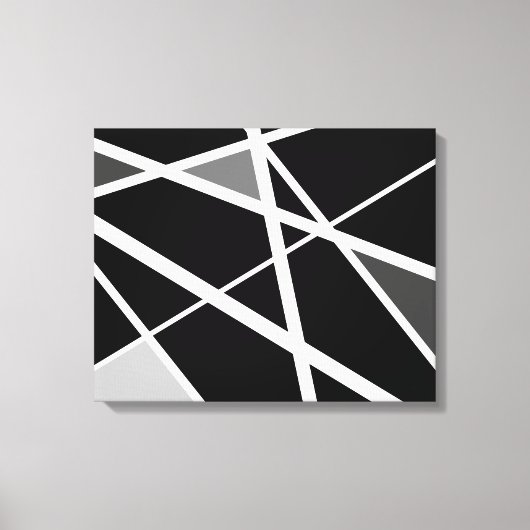 Grote zwarte witte moderne geometrische abstracte canvas afdruk (Voorkant)