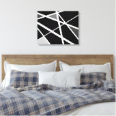 Grote zwarte witte moderne geometrische abstracte canvas afdruk (Insitu (Slaapkamer))