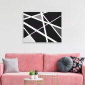 Grote zwarte witte moderne geometrische abstracte canvas afdruk (Insitu (Woonkamer))