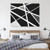 Grote zwarte witte moderne geometrische abstracte  canvas afdruk (Insitu (Slaapkamer))