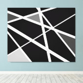 Grote zwarte witte moderne geometrische abstracte  canvas afdruk (Insitu (Houten vloer))