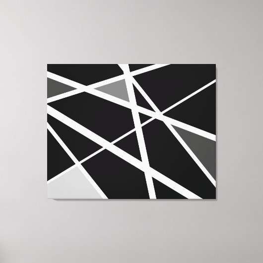 Grote zwarte witte moderne geometrische abstracte  canvas afdruk (Voorkant)
