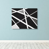 Grote zwarte witte moderne geometrische abstracte canvas afdruk (Insitu (Houten vloer))