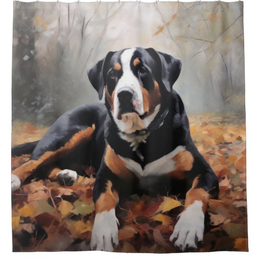 Grote Zwitserse berg in de herfst bladeren Herfst Douchegordijn (Voorkant)