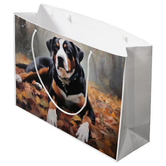 Grote Zwitserse berg in de herfst bladeren Herfst Groot Cadeauzakje (Achterkant Gekanteld)