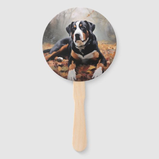 Grote Zwitserse berg in de herfst bladeren Herfst Handwaaier (Achterkant)