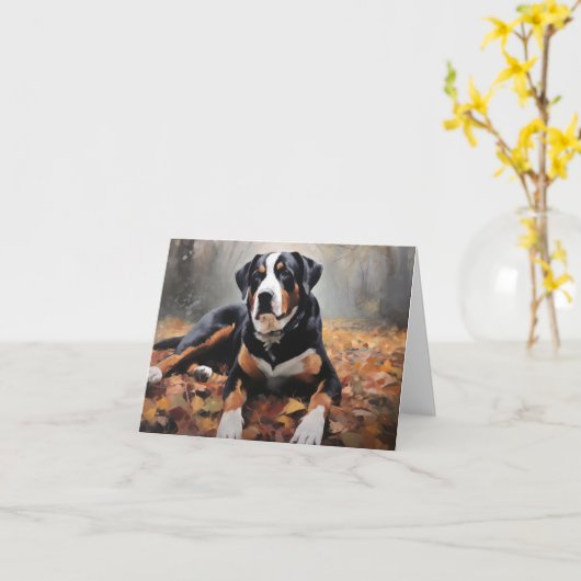 Grote Zwitserse berg in de herfst bladeren Herfst Kaart (Gele Bloem)