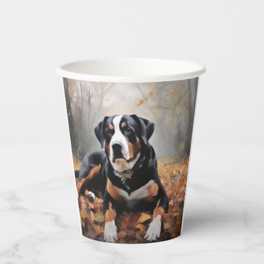 Grote Zwitserse berg in de herfst bladeren Herfst Papieren Bekers (Voorkant)