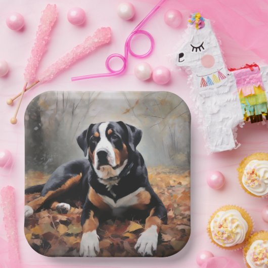 Grote Zwitserse berg in de herfst bladeren Herfst Papieren Bordje (Feest)