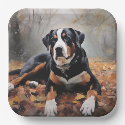 Grote Zwitserse berg in de herfst bladeren Herfst Papieren Bordje (Voorkant)