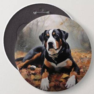 Grote Zwitserse berg in de herfst bladeren Herfst Ronde Button 6,0 Cm