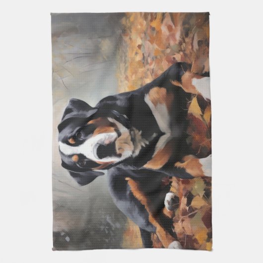 Grote Zwitserse berg in de herfst bladeren Herfst Theedoek (Verticaal)