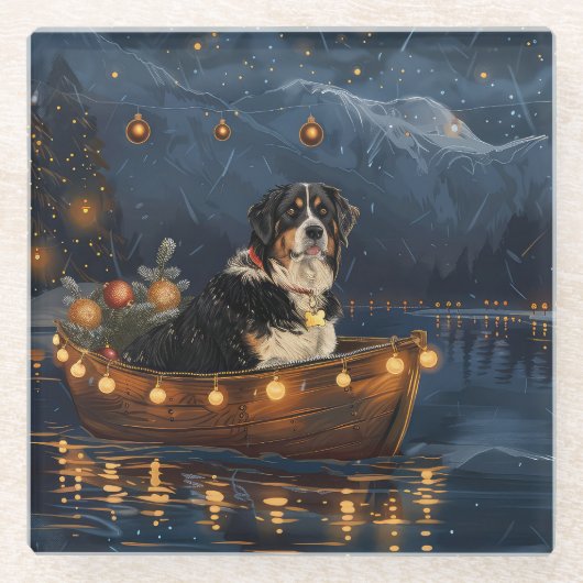 Grote Zwitserse berg Kerstmis feestelijke reis Glazen Onderzetter (Voorkant)