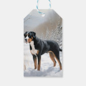 Grote Zwitserse Berg Laat het Sneeuwen Kerstmis Cadeaulabel (Achterkant)