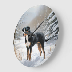 Grote Zwitserse Berg Laat het Sneeuwen Kerstmis Klok