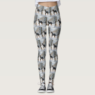 Grote Zwitserse Berg Laat het Sneeuwen Kerstmis Leggings