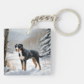 Grote Zwitserse Berg Laat het Sneeuwen Kerstmis Sleutelhanger (Achterkant)