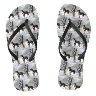 Grote Zwitserse Berg Laat het Sneeuwen Kerstmis Teenslippers