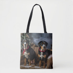 Grote Zwitserse Berg Sneeuw Slede Kerstmis Tote Bag