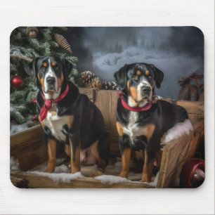 Grote Zwitserse Berg Sneeuwrijke slee Kerstmis Muismat