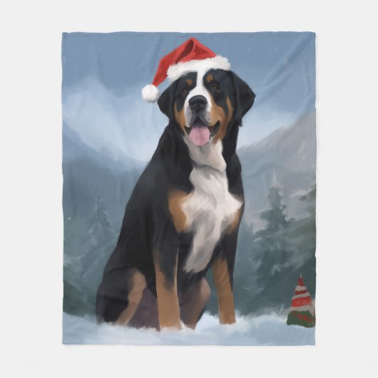 Grote Zwitserse Berghond in Sneeuw Kerstmis Fleece Deken (Voorkant)