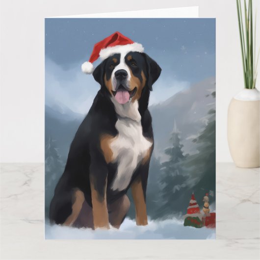 Grote Zwitserse Berghond in Sneeuw Kerstmis Kaart (Voorkant)
