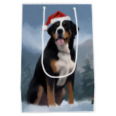 Grote Zwitserse Berghond in Sneeuw Kerstmis Medium Cadeauzakje (Achterkant)