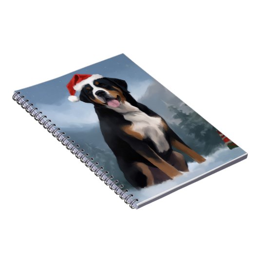 Grote Zwitserse Berghond in Sneeuw Kerstmis Notitieboek (Rechterzijde)