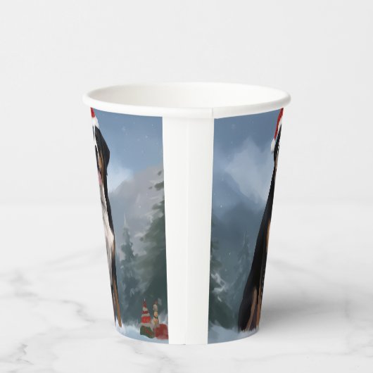 Grote Zwitserse Berghond in Sneeuw Kerstmis Papieren Bekers (Rechts)