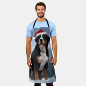 Grote Zwitserse Berghond in Sneeuw Kerstmis Schort (Gedragen)
