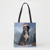 Grote Zwitserse Berghond in Sneeuw Kerstmis Tote Bag (Voorkant)