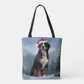 Grote Zwitserse Berghond in Sneeuw Kerstmis Tote Bag (Achterkant)