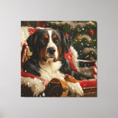 Grote Zwitserse Berghond Kerst Feestelijk Canvas Afdruk (Voorkant)