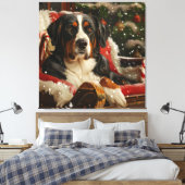 Grote Zwitserse Berghond Kerst Feestelijk Canvas Afdruk (Insitu (Slaapkamer))