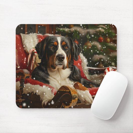 Grote Zwitserse Berghond Kerst Feestelijk Muismat (Met muis)