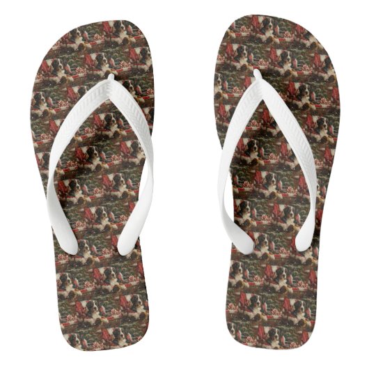Grote Zwitserse Berghond Kerst Feestelijk Teenslippers (Voetbed)