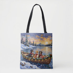 Grote Zwitserse Berghond Kerstboot Vakantie Tote Bag
