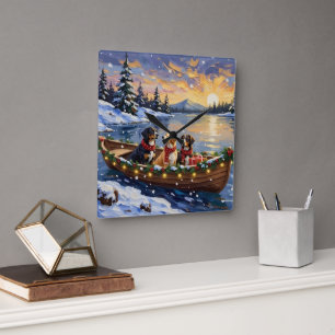 Grote Zwitserse Berghond Kerstboot Vakantie Vierkante Klok