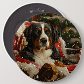 Grote Zwitserse Berghond Kerstfeest Ronde Button 6,0 Cm (Voorkant /achterkant)