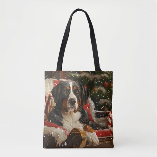 Grote Zwitserse Berghond Kerstfeest Tote Bag (Voorkant)