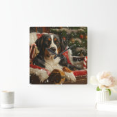 Grote Zwitserse Berghond Kerstfeest Vierkante Klok (Huis)