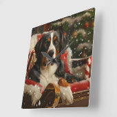 Grote Zwitserse Berghond Kerstfeest Vierkante Klok (Hoek)