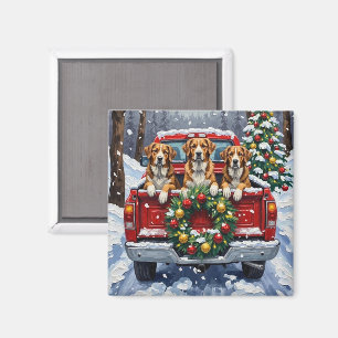 Grote Zwitserse Berghond Kerstmis Rode Truck Magneet