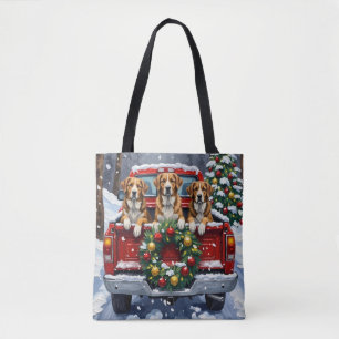 Grote Zwitserse Berghond Kerstmis Rode Truck Tote Bag