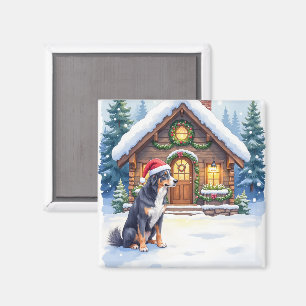 Grote Zwitserse Berghond Sneeuwcabine Kerstmanhoed Magneet