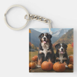 Grote Zwitserse Bergpup Herfstplezier Pompoen Sleutelhanger