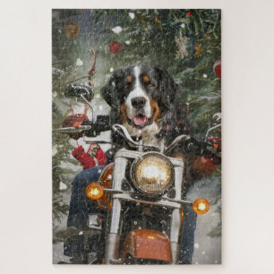 Grote Zwitserse Bergrijdende Motorfiets Kerstmis Legpuzzel